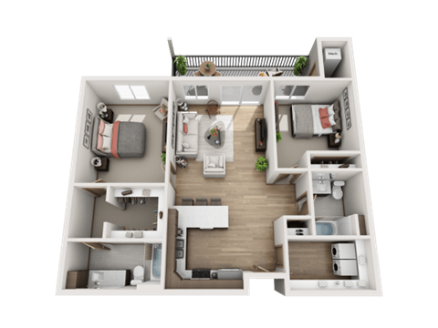 2 Bed 2 Bath Floor Plan at Lake Ridge, Minnesota, 55379